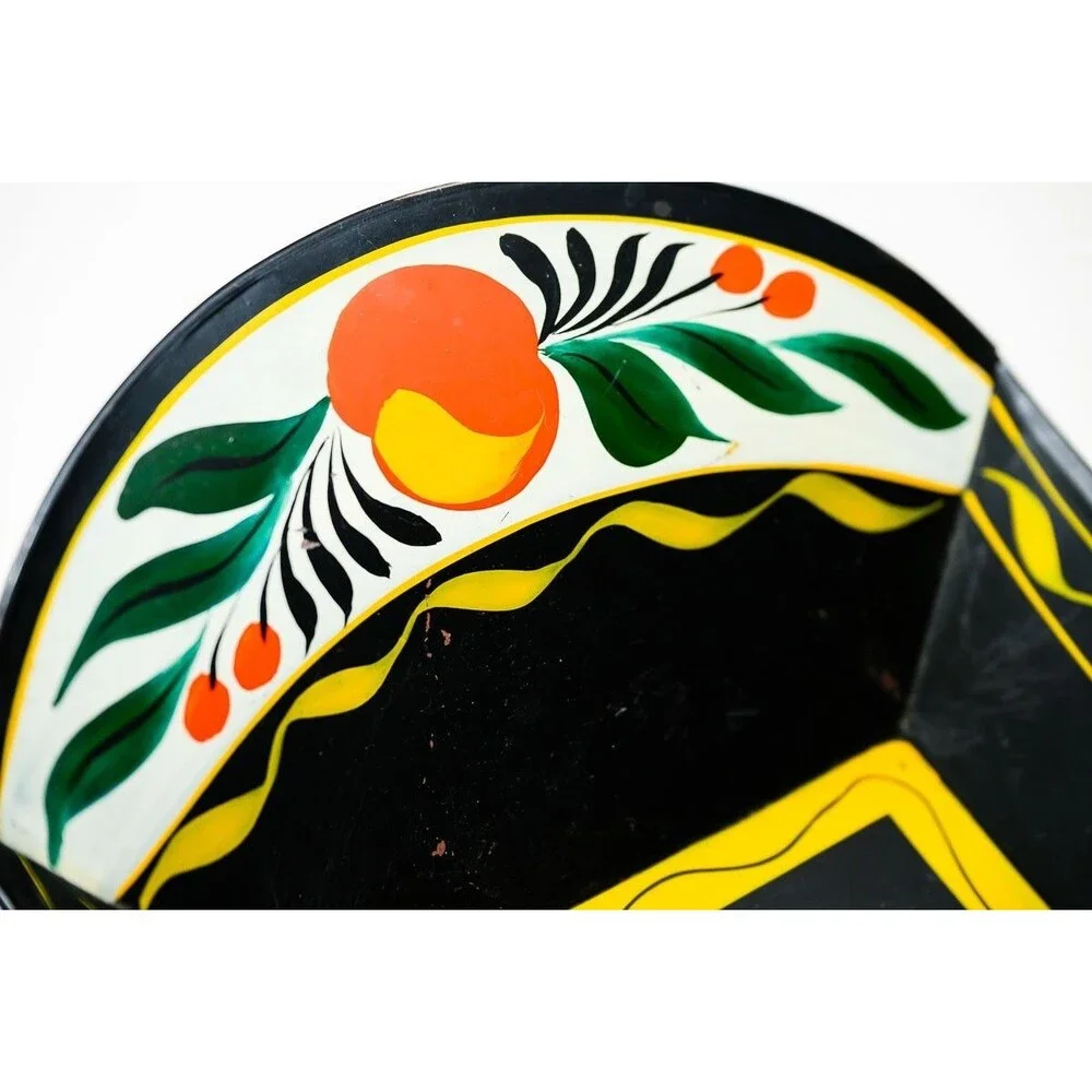Metal Toleware Painted Fruit Bread Tray Pan